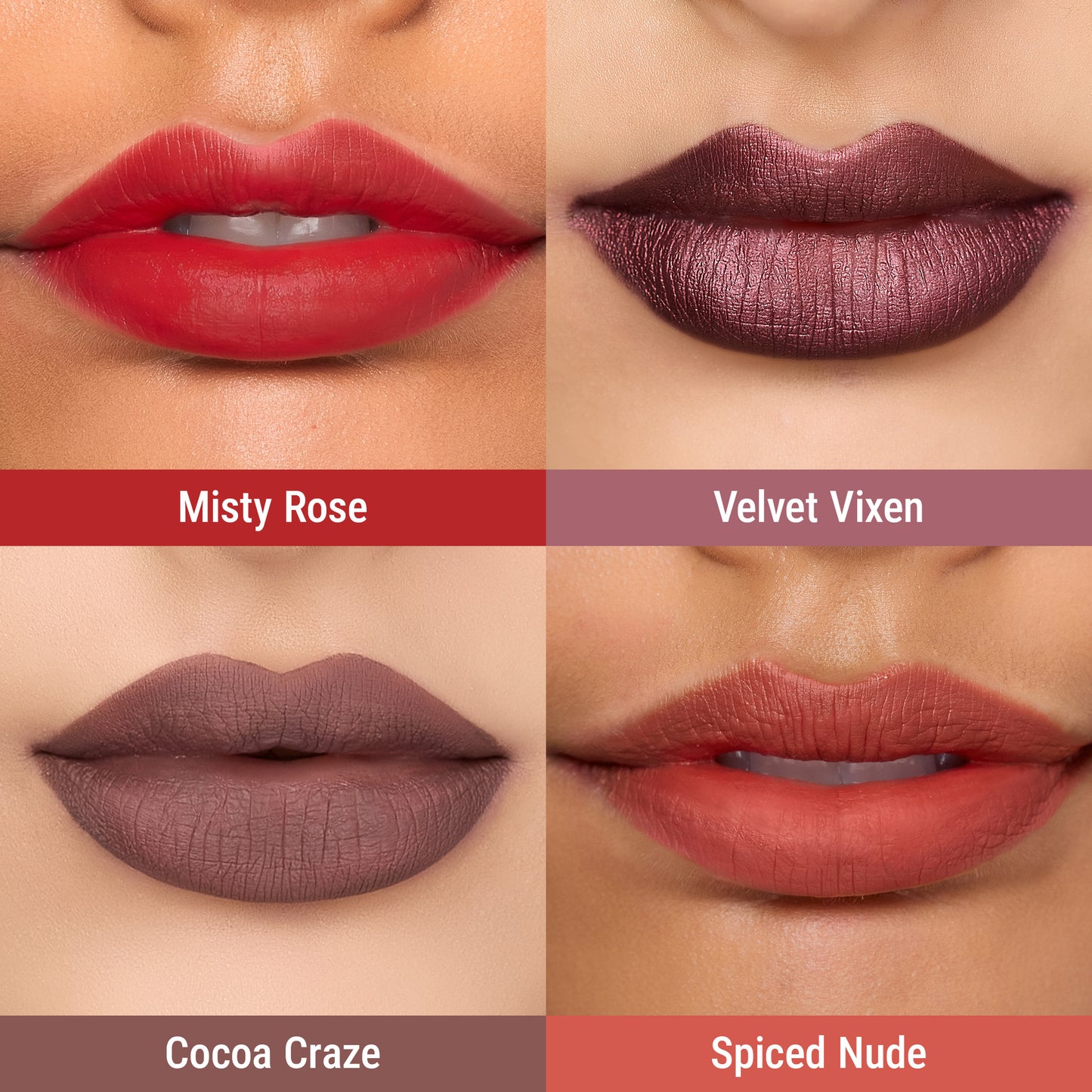 Exmiloo Mini Lip Tint Stain Set - 4 Colors Liquid Lip Stain Kit for Matte & Glossy Finish, Multi-use Lip and Cheek Tint Set, Vegan & Cruelty-Free