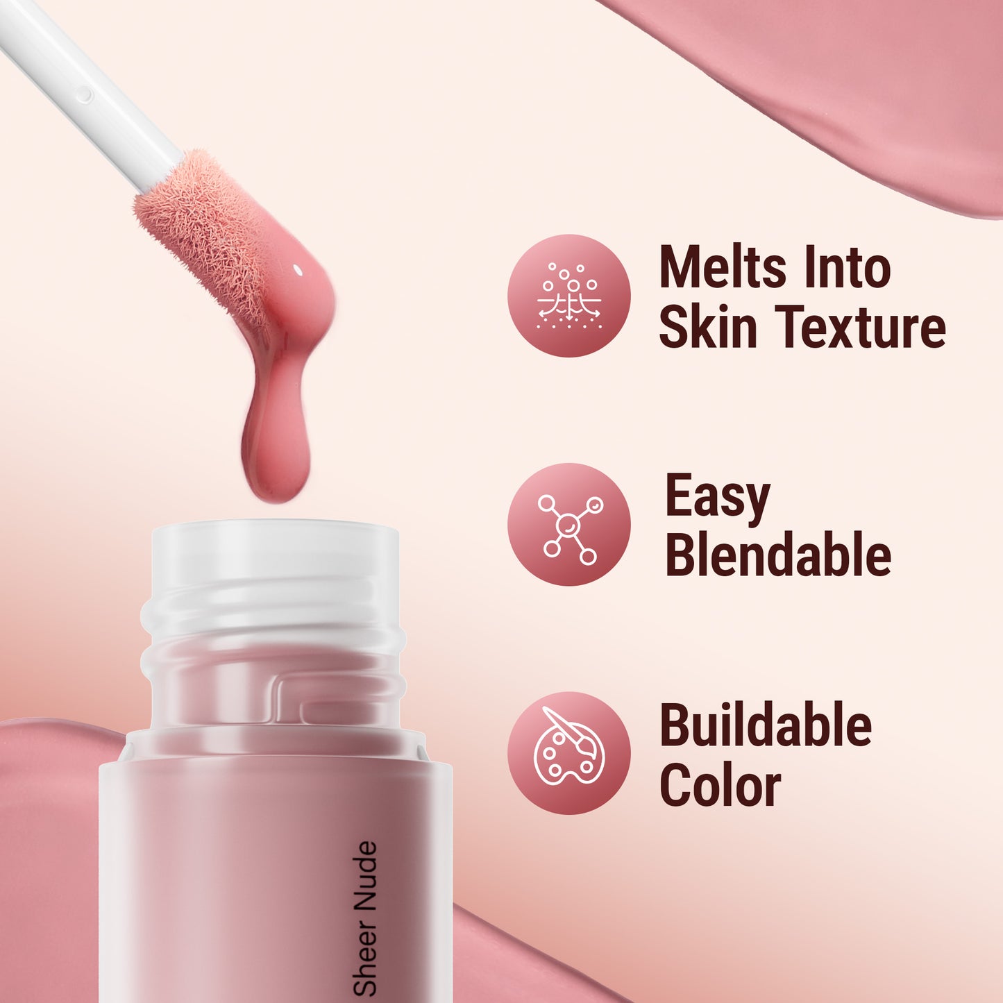 Exmiloo Liquid Blush, Long-Lasting Matte Dewy Liquid Blush for Cheeks, Blendable & Buildable Liquid Matte Blush Makeup, Vegan & Cruelty-Free, Easy to Apply