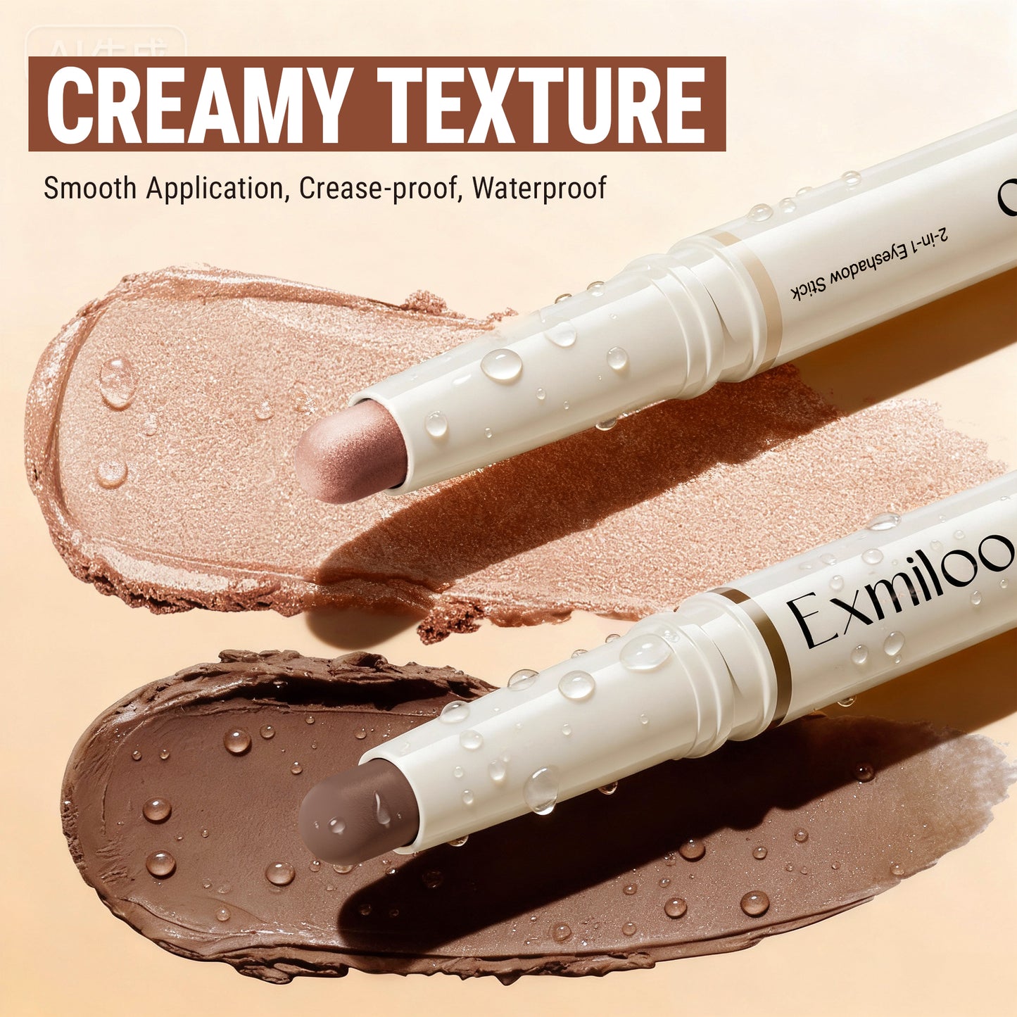 Exmiloo Eyeshadow Stick - 2-in-1 Dual-Ended Cream Eye Shadow Stick, Long-Lasting, Waterproof, Crease-Proof