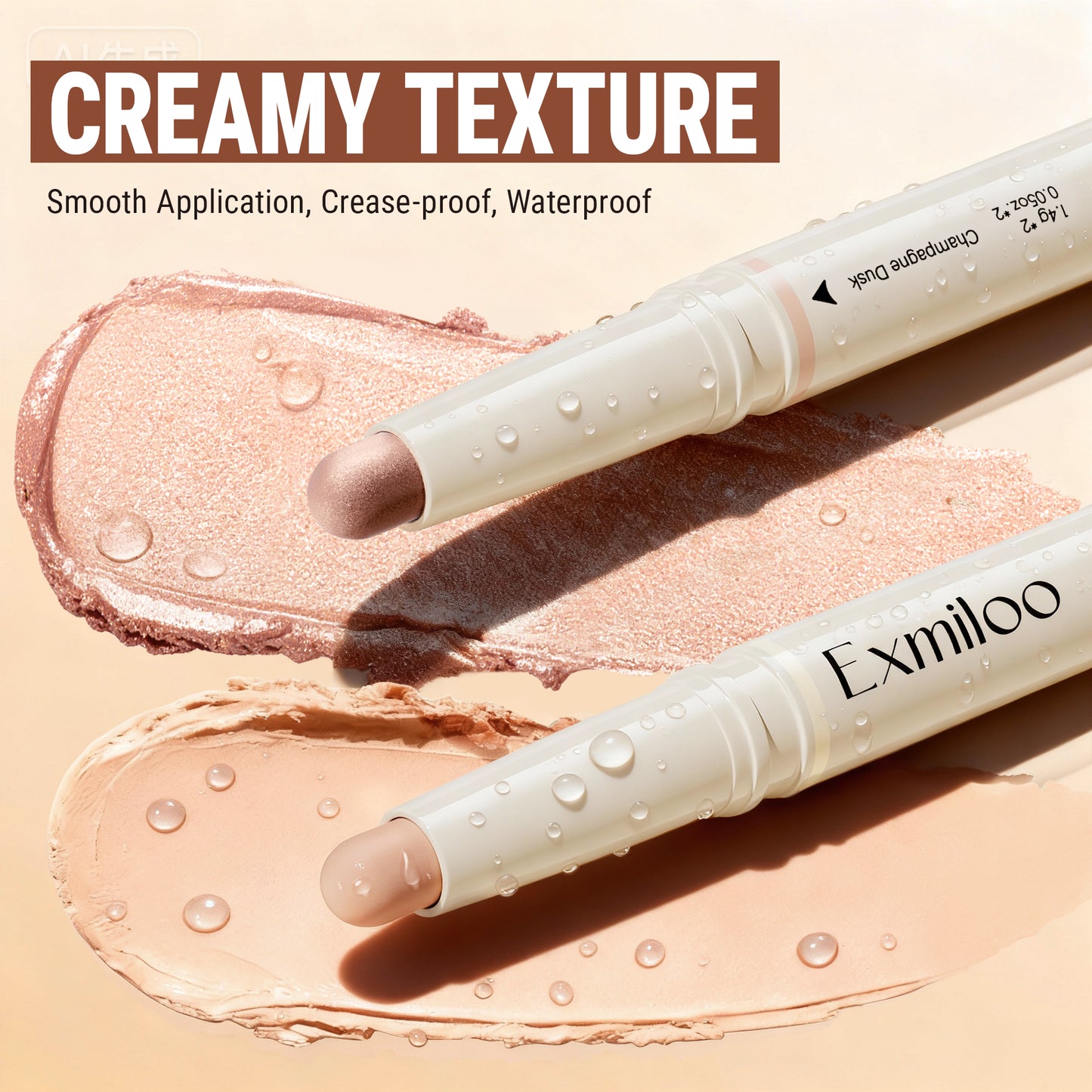 Exmiloo Eyeshadow Stick - 2-in-1 Dual-Ended Cream Eye Shadow Stick, Long-Lasting, Waterproof, Crease-Proof