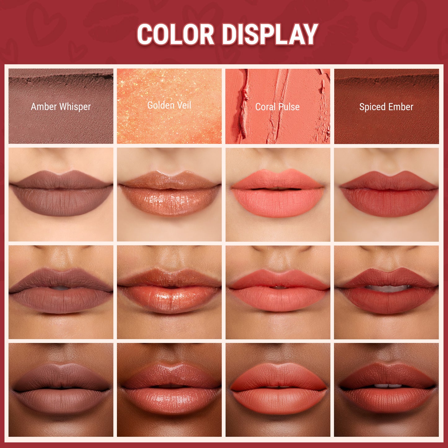 Exmiloo Mini Lip Tint Stain Set - 4 Colors Liquid Lip Stain Kit for Matte & Glossy Finish, Multi-use Lip and Cheek Tint Set, Vegan & Cruelty-Free