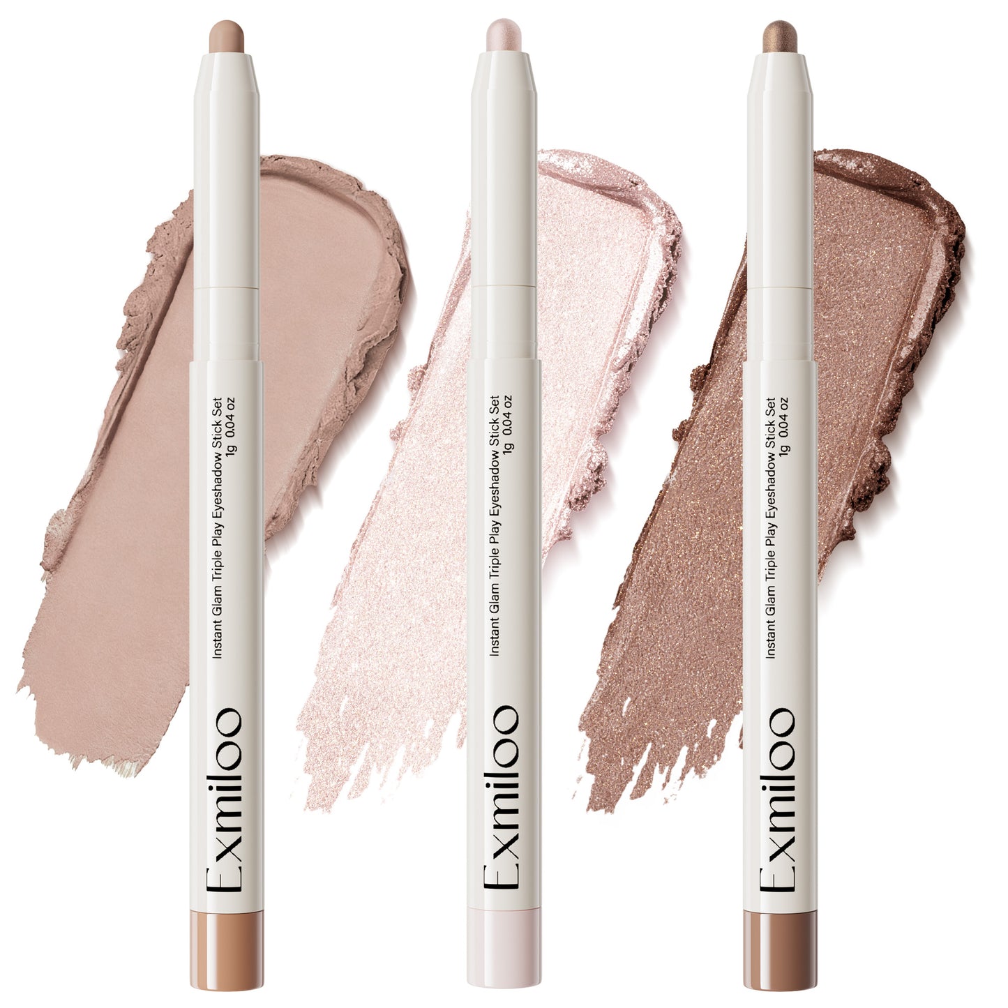 Exmiloo Cream Eyeshadow Stick Set, 3 Colors – Waterproof Long-Lasting Matte Shimmer Eye Shadow Sticks