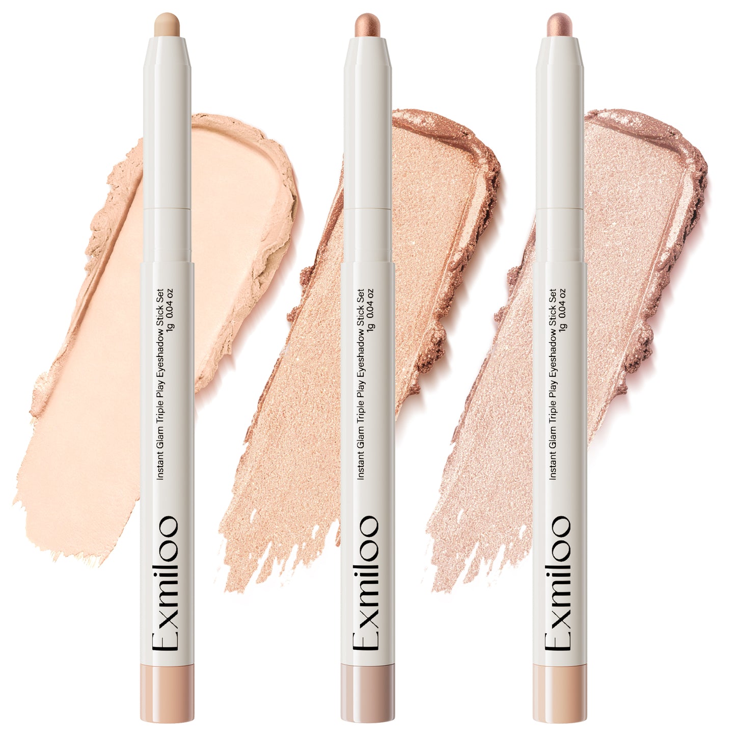 Exmiloo Cream Eyeshadow Stick Set, 3 Colors – Waterproof Long-Lasting Matte Shimmer Eye Shadow Sticks